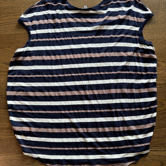 SPLENDID Nordstrom shimmer striped cap sleeve Tee shirt top Size LARGE - Picture 3 of 3